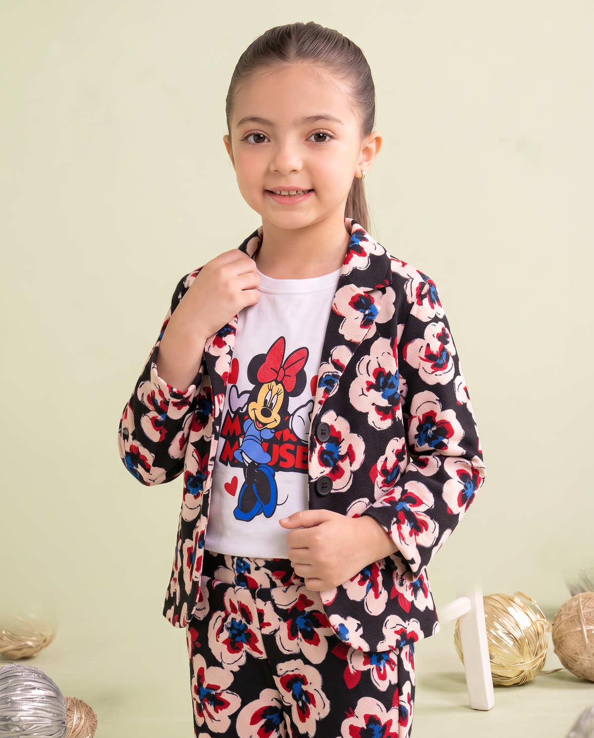 Girls Black Floral 3 Piece Summer Co-Ord Outfit Set for Kids