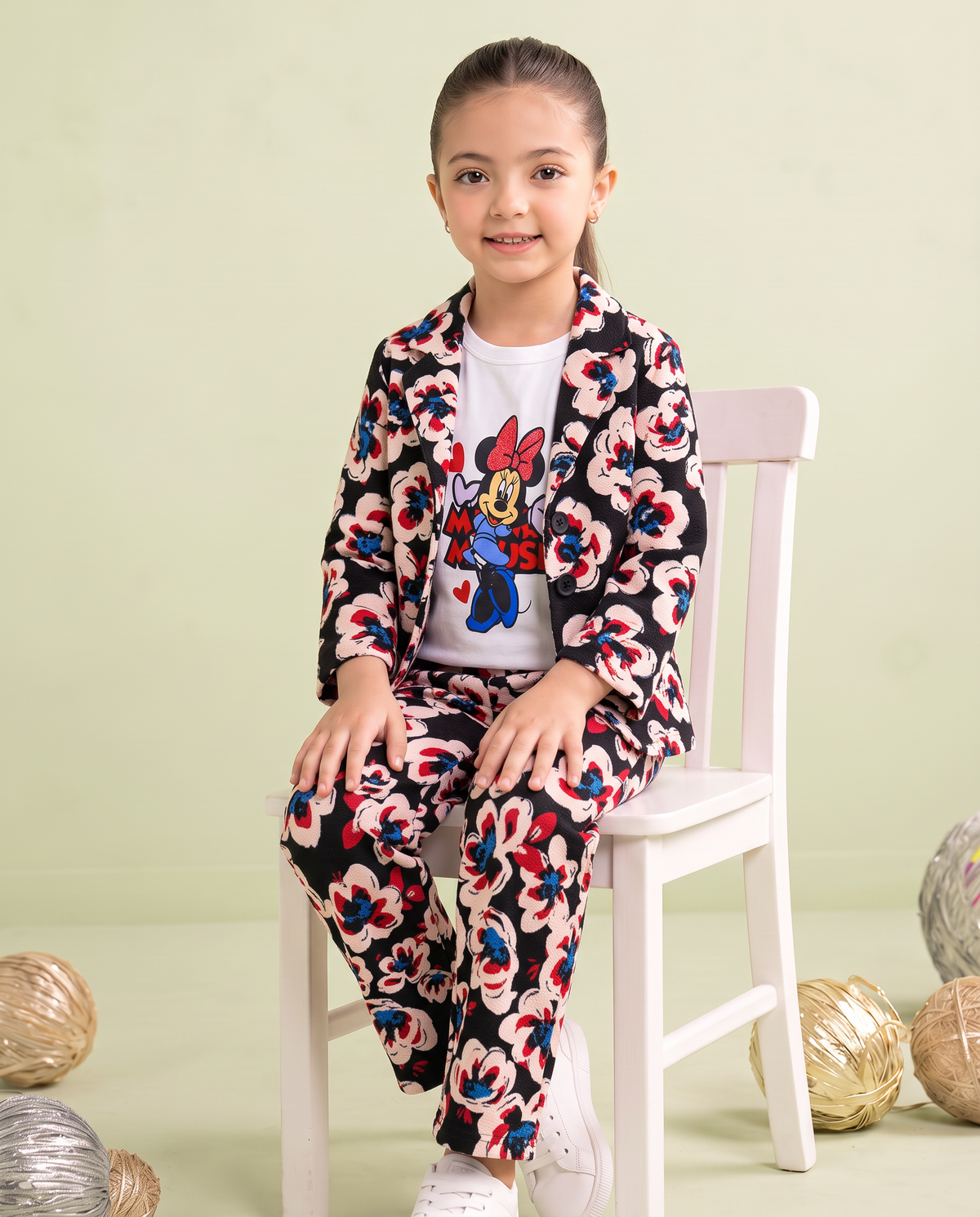 Girls Black Floral 3 Piece Summer Co-Ord Outfit Set for Kids