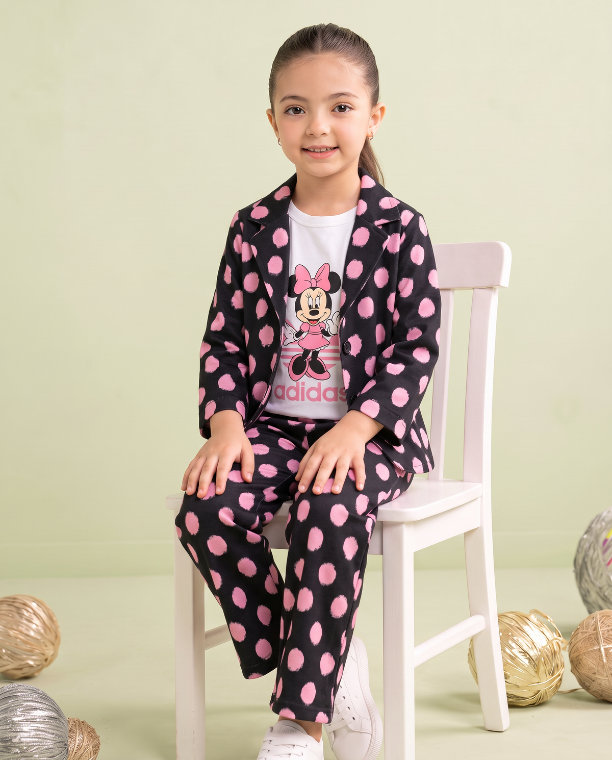 Girls Minnie Polka Dot 3 Pcs Set – Black & Pink