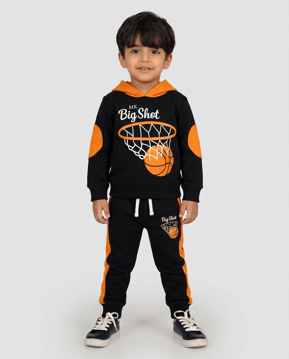 Big Shot Basketball Kids Tracksuit – Black & Orange