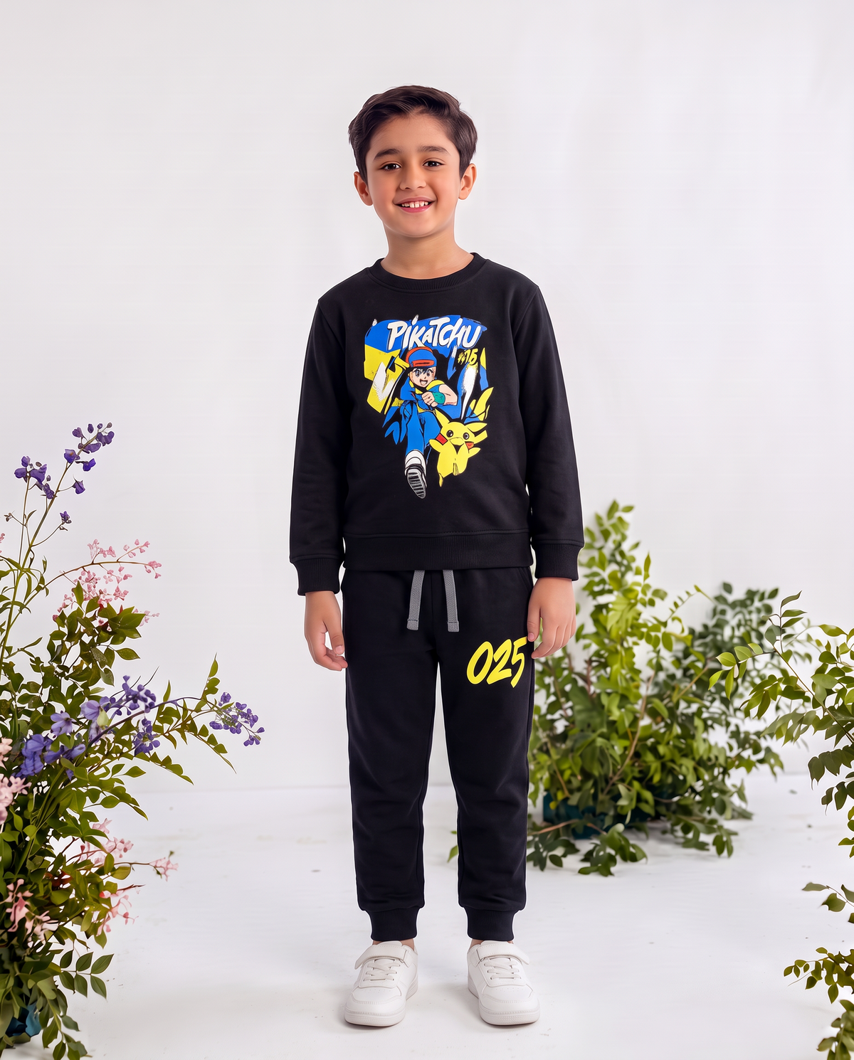Printed Pikachu Kids Sweatshirt & Trouser  With Dori Outfit Premium Quality Set