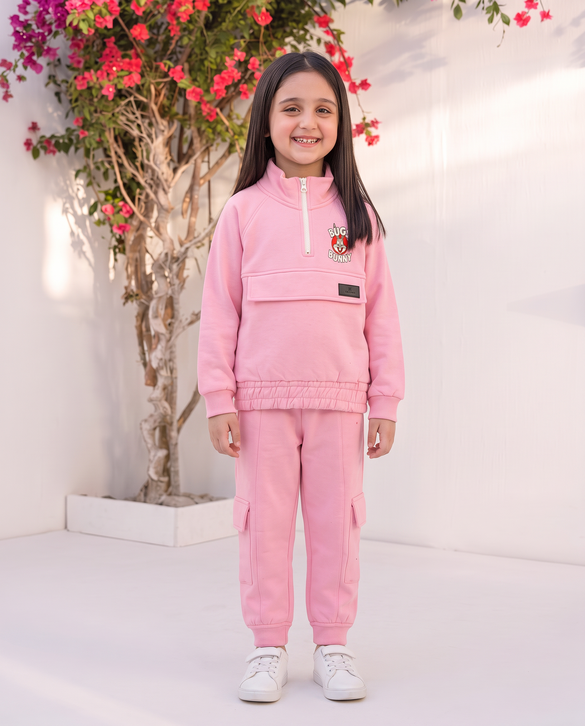 Kids Pink Bugs Bunny Tracksuit – Cozy Winter Sweatshirt &  Trouser Set for Girls