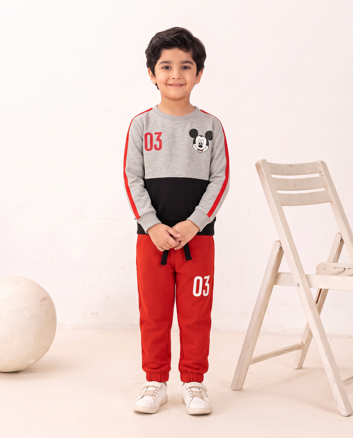 Mickey Mouse Little Boys Fleece Sweatshirt & Pocket Trouser
