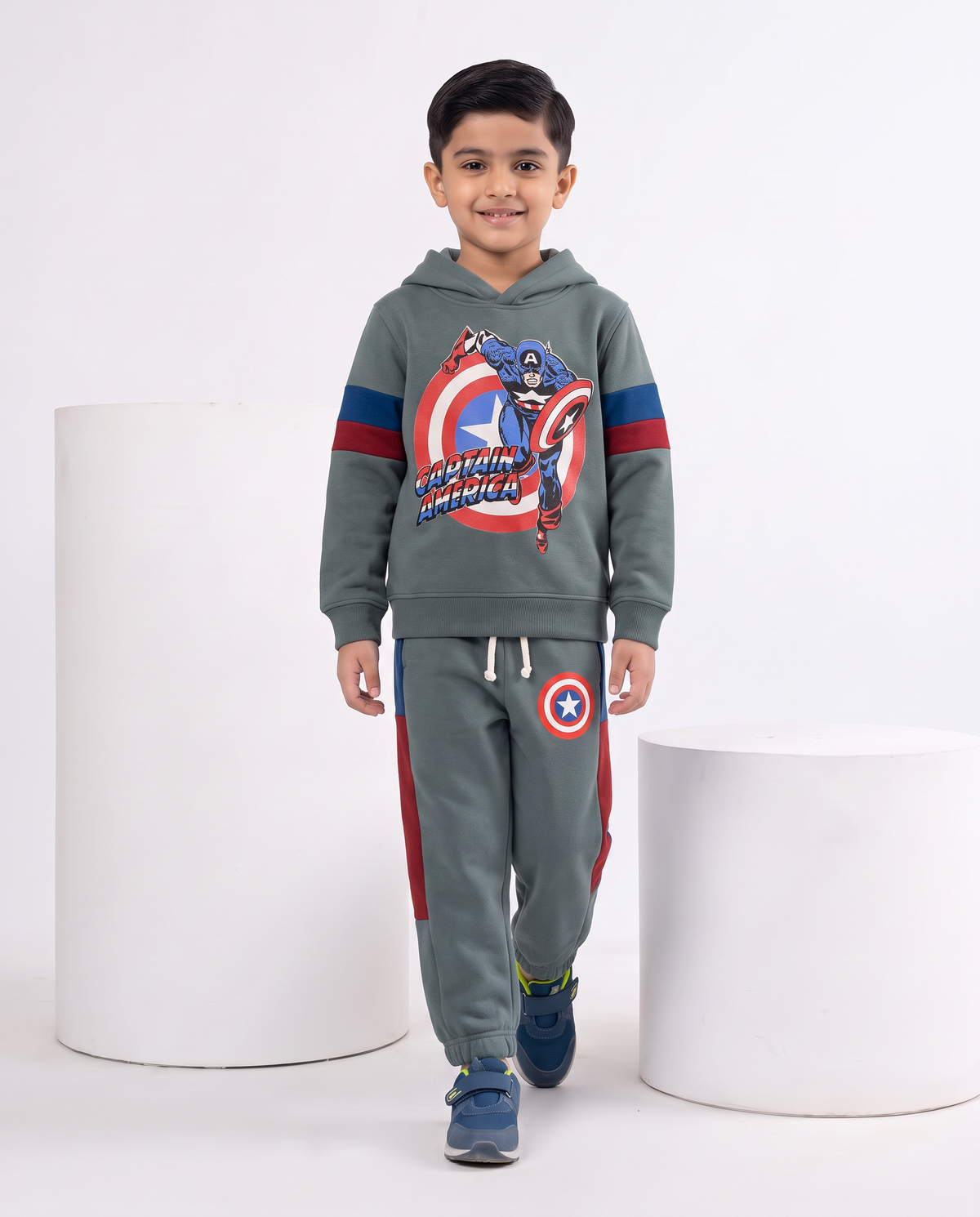 Baby Boys Captain America Hoodie And Panel  Trouser With Dori Outfit Set