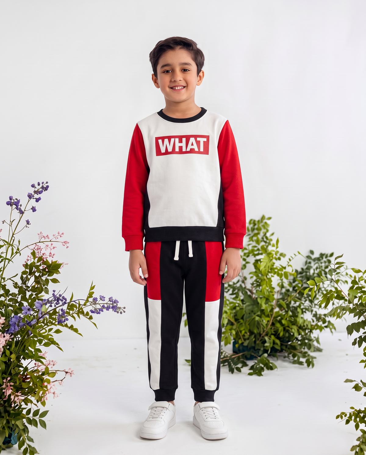 2pcs Boys What Black & Red Color Outfit Sweatshirt With trouser Casual Long Sleeve Kids Clothes