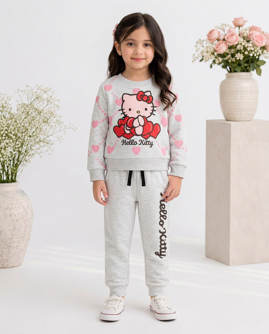 Hello Kitty Print Girls Sweatshirt and Trouser in premium Quality Set