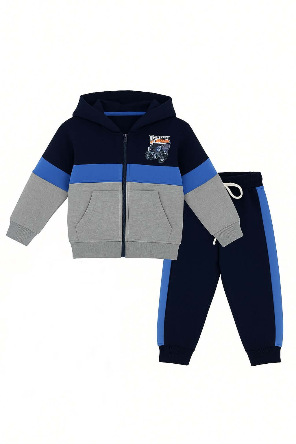 Navy Blue & Grey Hoodie Set