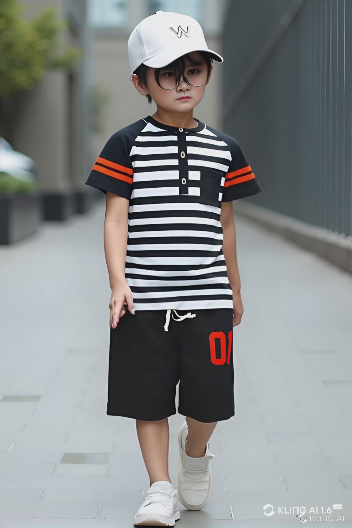 Boys Striped Black & White Summer Co-Ord Set